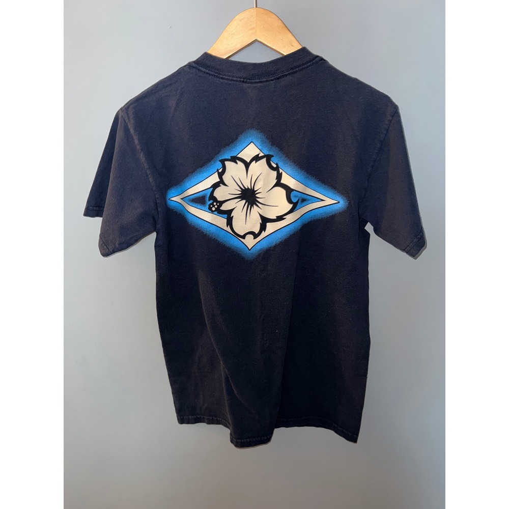 Del Sol Cozumel Hibiscus Graphic T-Shirt Navy Blue Small Heavy Weight Cotton